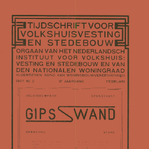 Tijdschrift voor Volkshuisvesting & Stedebouw 8e jaargang 2 februari 1927