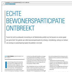 Echte bewonersparticipatie ontbreekt
