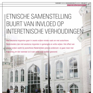 Etnische samenstelling buurt van invloed op interetnische verhoudingen
