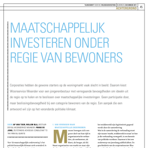Maatschappelijk investeren onder regie van bewoners