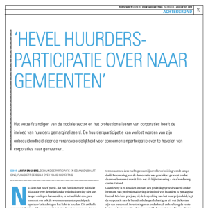 'Hevel huurdersparticipatie over naar gemeenten'