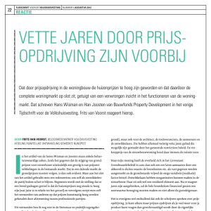 Vette jaren door prijsopdrijving zijn voorbij