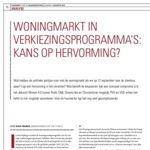 Woningmarkt in verkiezingsprogramma's: kans op hervorming?