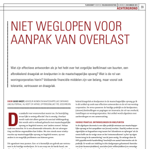 Niet weglopen voor aanpak van overlast