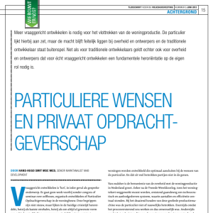 Particuliere wensen en privaat opdrachtgeverschap