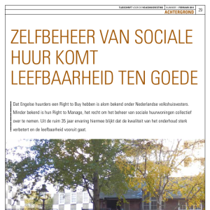 Zelfbeheer van sociale huur komt leefbaarheid ten goede