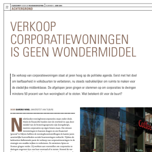 Verkoop corporatiewoningen is geen wondermiddel